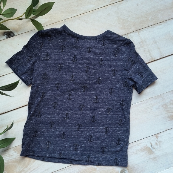 Old Navy Boys Nautical Short Sleeve Button Up Shirt With Anchor Pattern Blue 3T - Picture 4 of 4